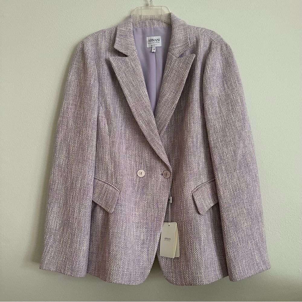 Armani Collezioni Lilac Tweed Blazer Jacket NWT Pastel Coquette Quiet Luxury 14